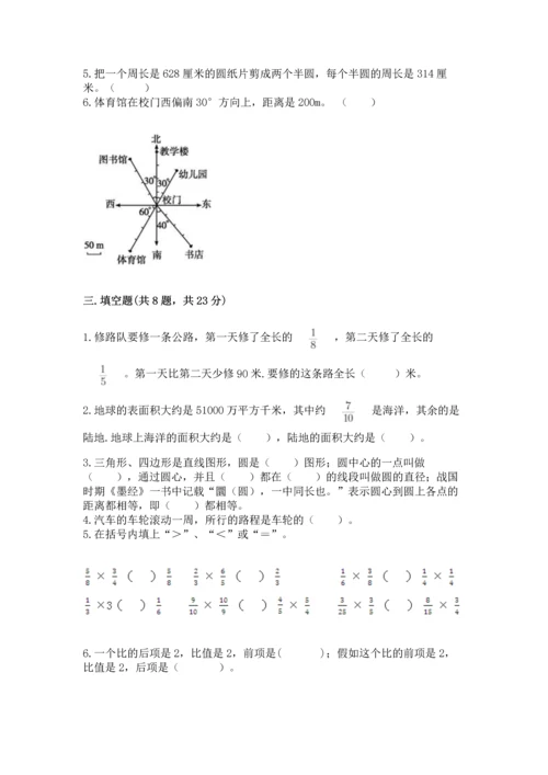 小学六年级数学上册期末卷附答案【满分必刷】.docx