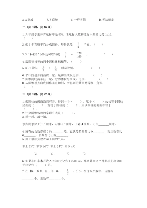 苏教版数学六年级下册试题期末模拟检测卷附完整答案（各地真题）.docx