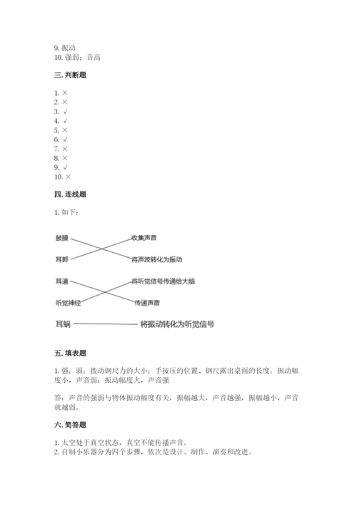 教科版科学四年级上册第一单元声音测试卷含答案（满分必刷）.docx