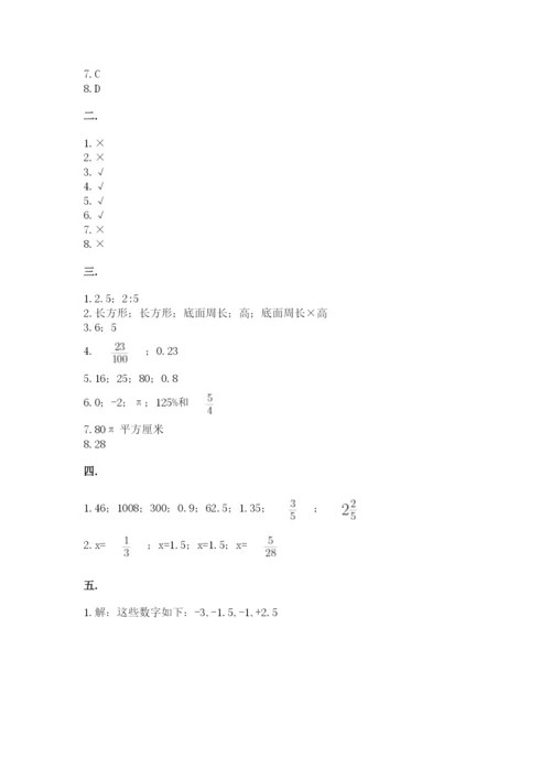 小学六年级数学摸底考试题完整参考答案.docx