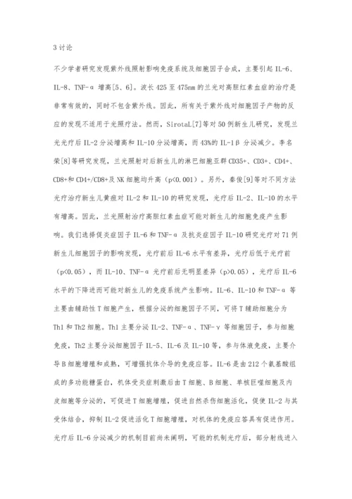 兰光治疗对新生儿细胞因子的影响.docx