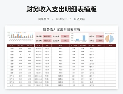 财务收入支出明细表模版