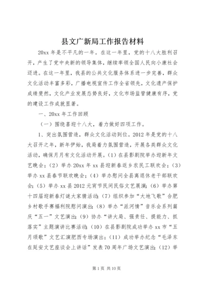 县文广新局工作报告材料.docx