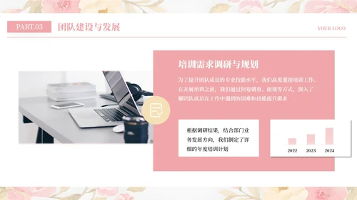 粉色简约小清新部门工作汇报通用PPT模板