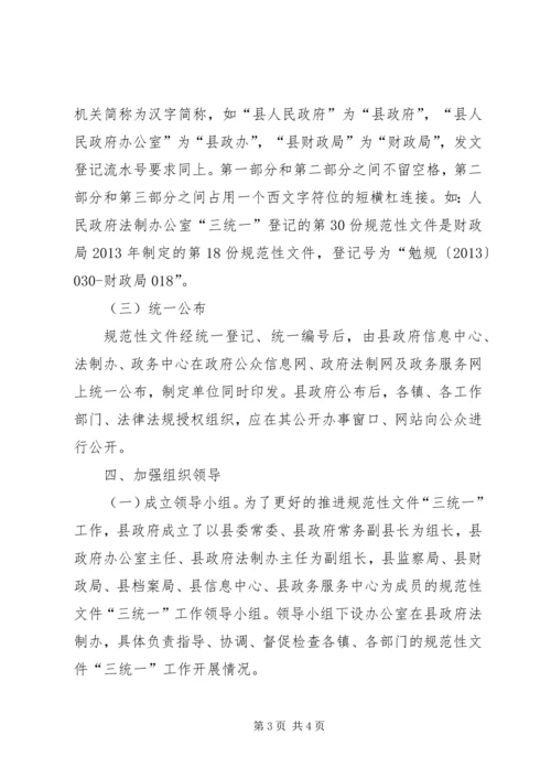 规范性文件三统一实施方案.docx