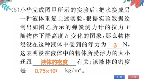 【人教版】物理八年级下册 第10章 专题（七）与浮力有关的实验 习题课件