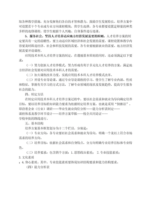 应用技术本科人才培养方案制定研讨材料
