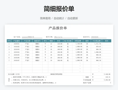 简细报价单