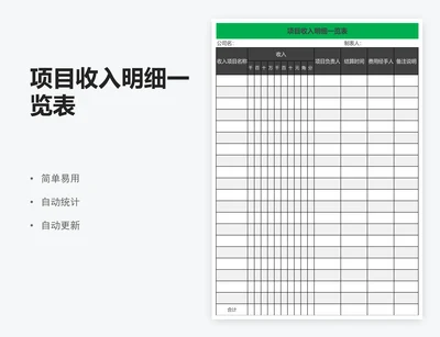 项目收入明细一览表