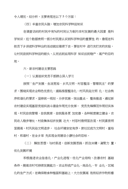 新农村建设调查报告范文