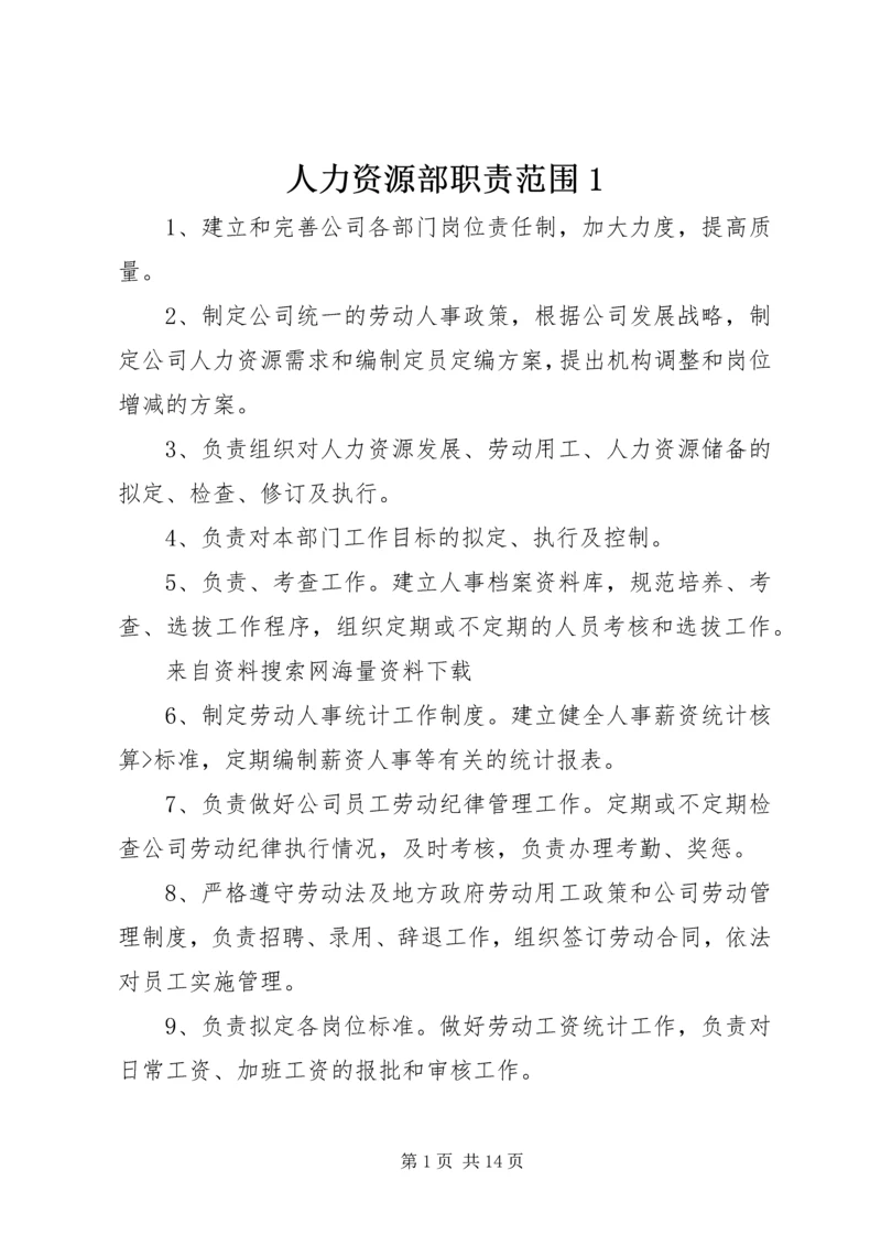 人力资源部职责范围1精编.docx