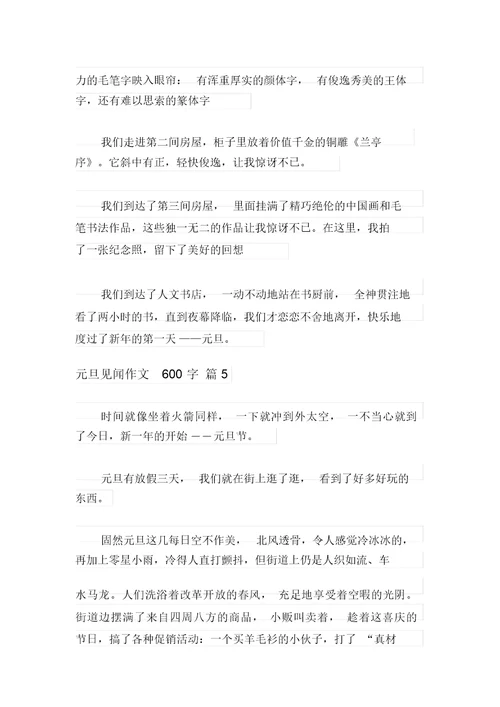 精选元旦见闻作文600字8篇