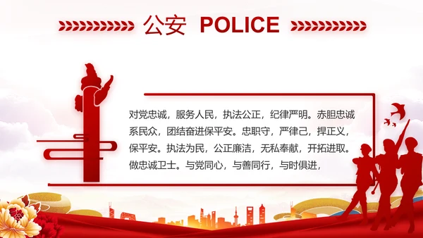 红色大气公安民警年终述职报告新年计划PPT