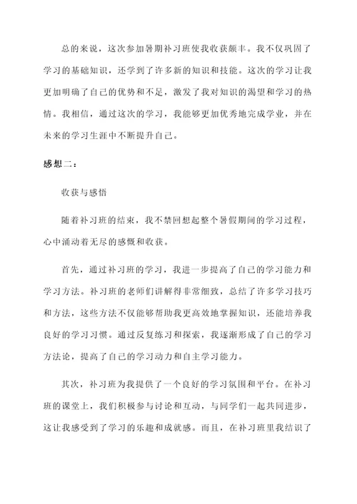 关于暑假补习班结束的感想