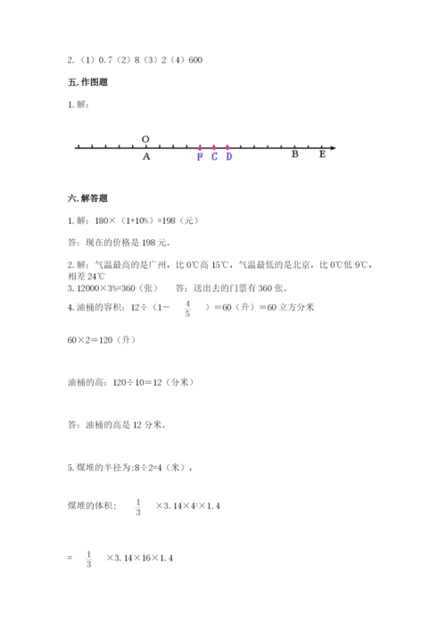 人教版六年级下册数学期末测试卷及参考答案（巩固）.docx