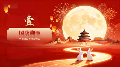 红色中国风国庆节主题PPT模板