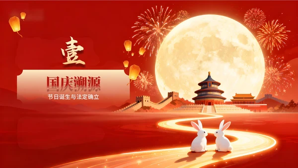 红色中国风国庆节主题PPT模板