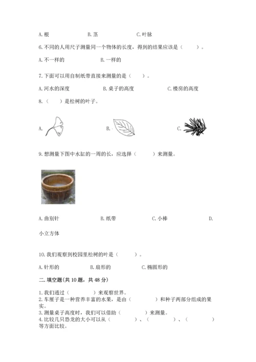 教科版一年级上册科学期末测试卷（轻巧夺冠）.docx