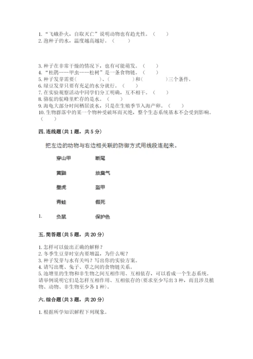 教科版五年级下册科学第一单元《生物与环境》测试卷【历年真题】.docx