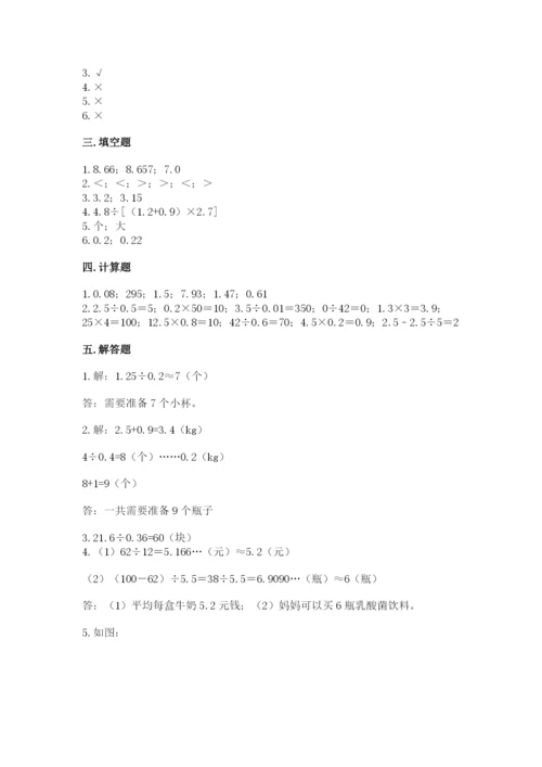 人教版五年级上册数学第三单元《小数除法》测试卷及答案(新).docx