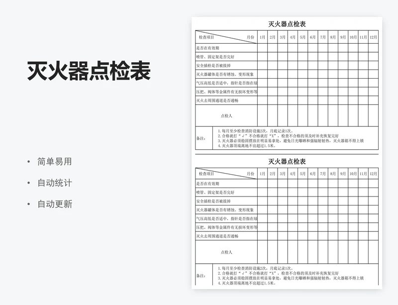 灭火器点检表