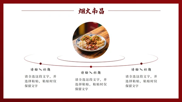 红色中国风实景南昌旅行计划PPT模板