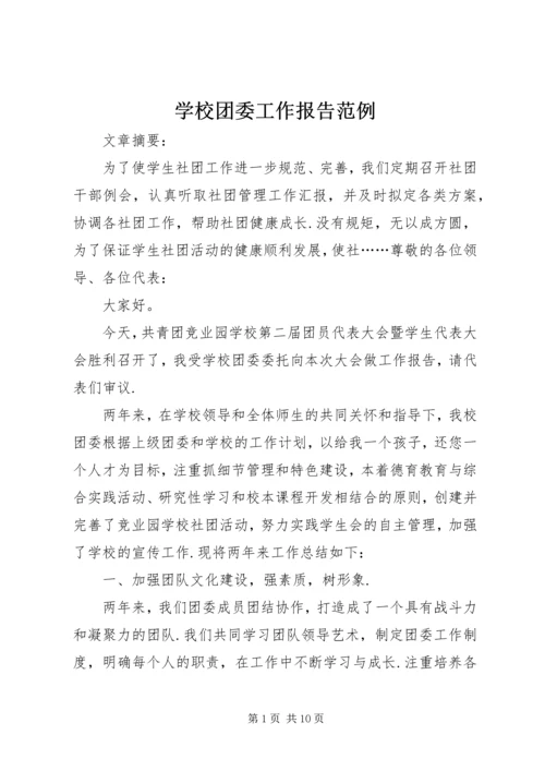 学校团委工作报告范例.docx