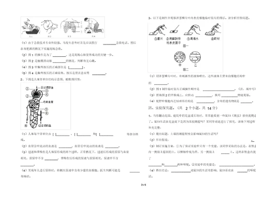 苏教版七年级《生物》上册期末考试及答案【审定版】