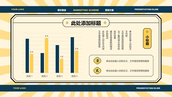 黄色中国风中秋美食营销方案PPT演示模板