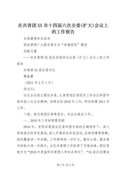 在共青团XX市十四届六次全委(扩大)会议上的工作报告 (5).docx