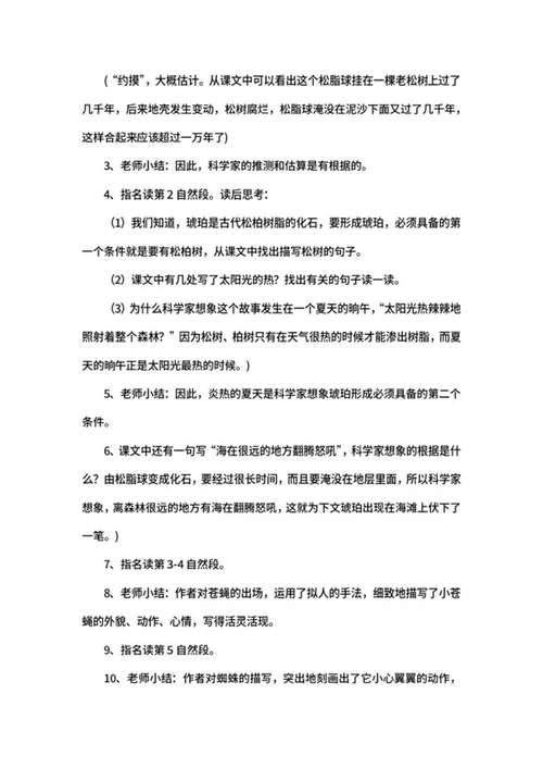 四年级下语文课文《琥珀》教案word模板