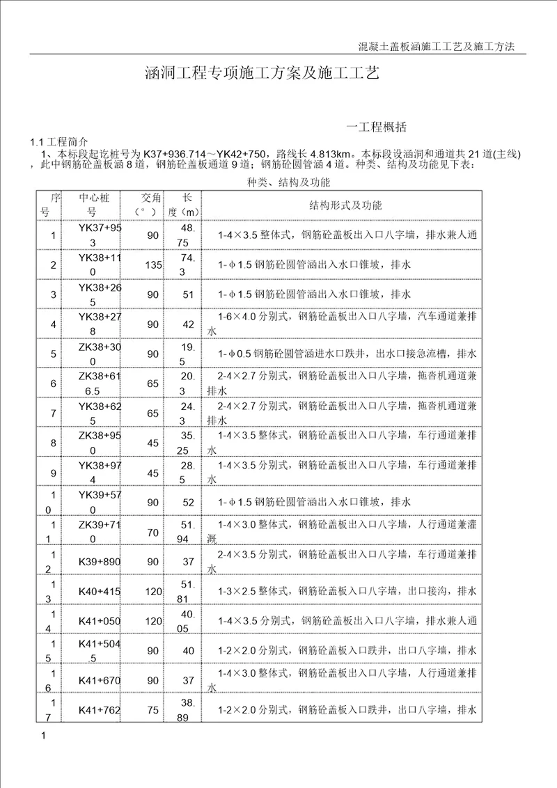 涵洞工程施工方案及工艺