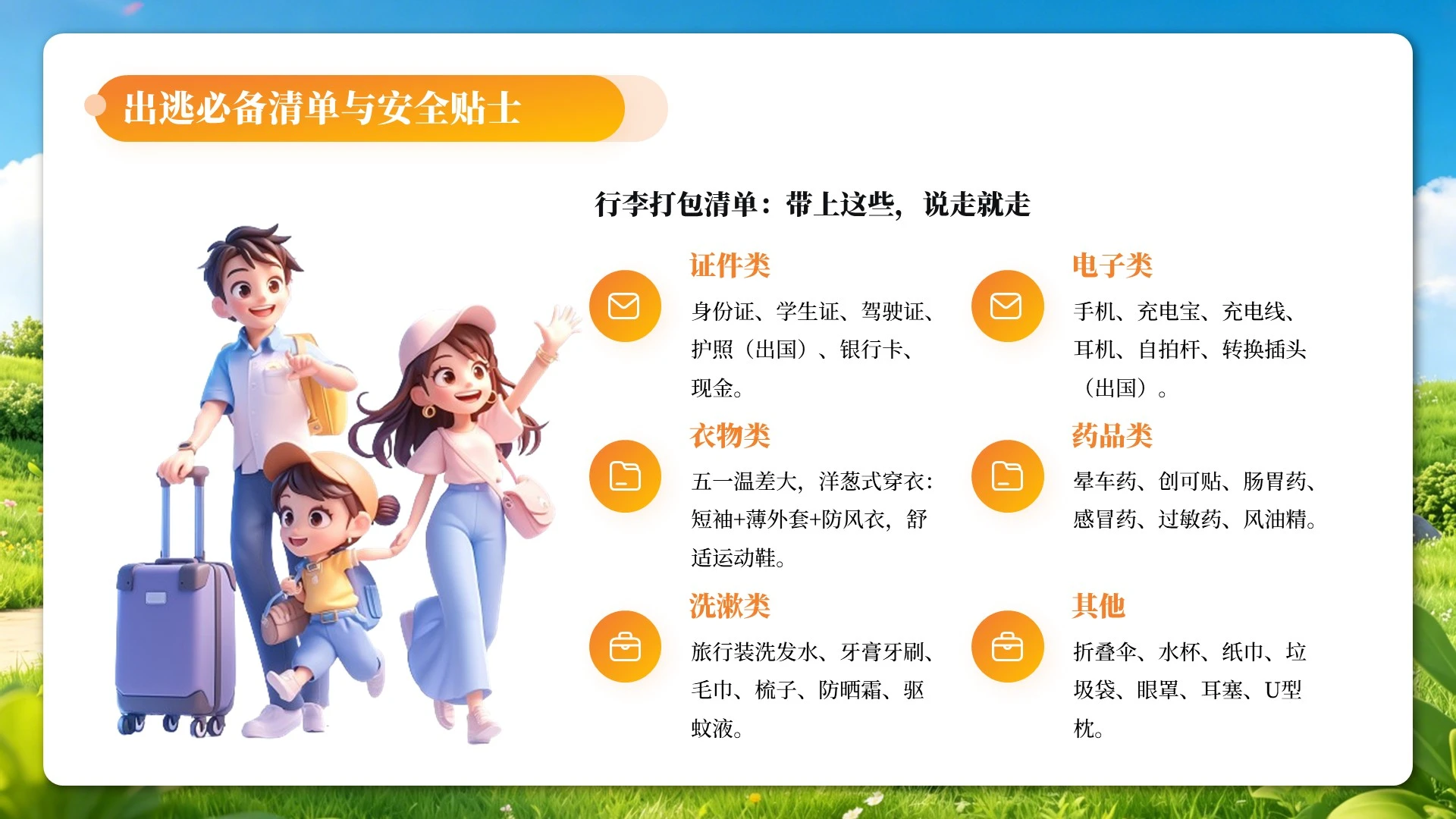 绿色3D风五一欢乐出游PPT单页