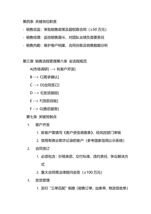 通用销售管理制度