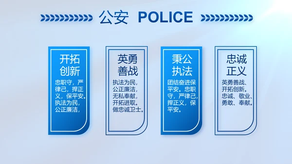 蓝色公安警察工作汇报动态PPT模板