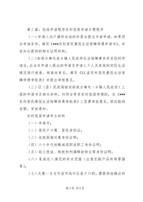 低保申请受理材料及程序.docx