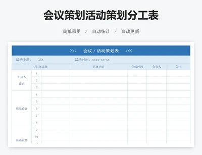 会议策划活动策划分工表