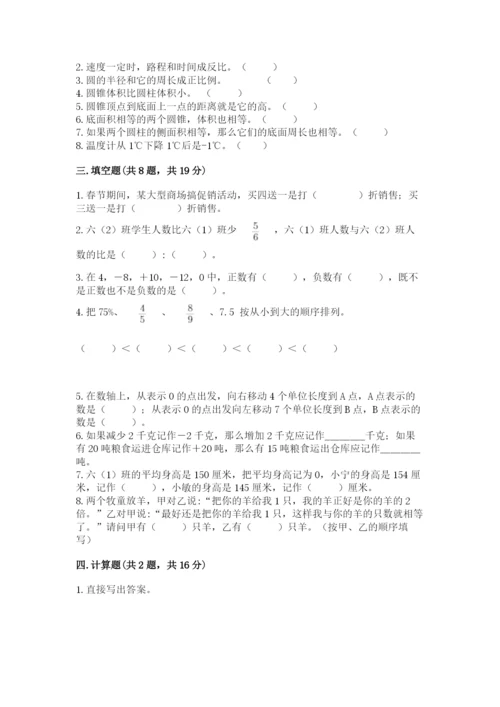 人教版六年级下册数学期末测试卷（b卷）word版.docx