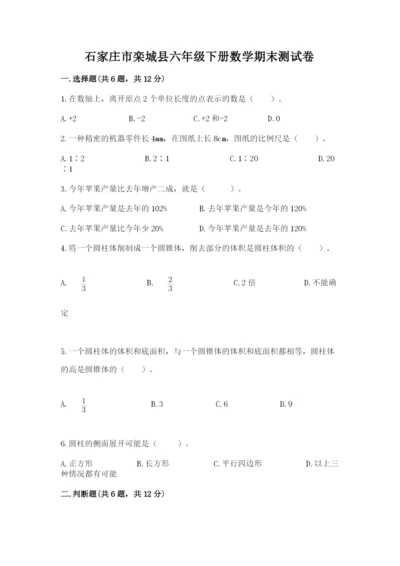 石家庄市栾城县六年级下册数学期末测试卷审定版.docx