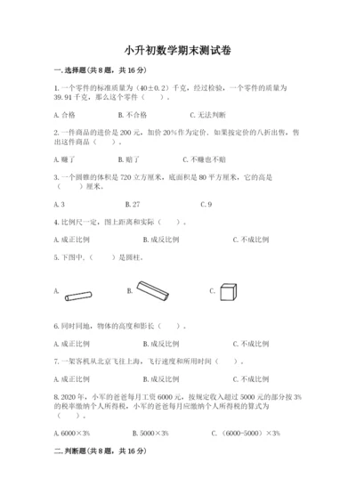 小升初数学期末测试卷及完整答案（名校卷）.docx