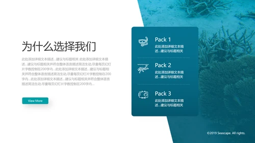 海底世界三亚旅游海洋生物游泳潜水宣传PPT