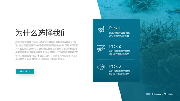 海底世界三亚旅游海洋生物游泳潜水宣传PPT