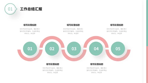 粉绿色简约形状微粒体工作总结述职报告未来规划PPT