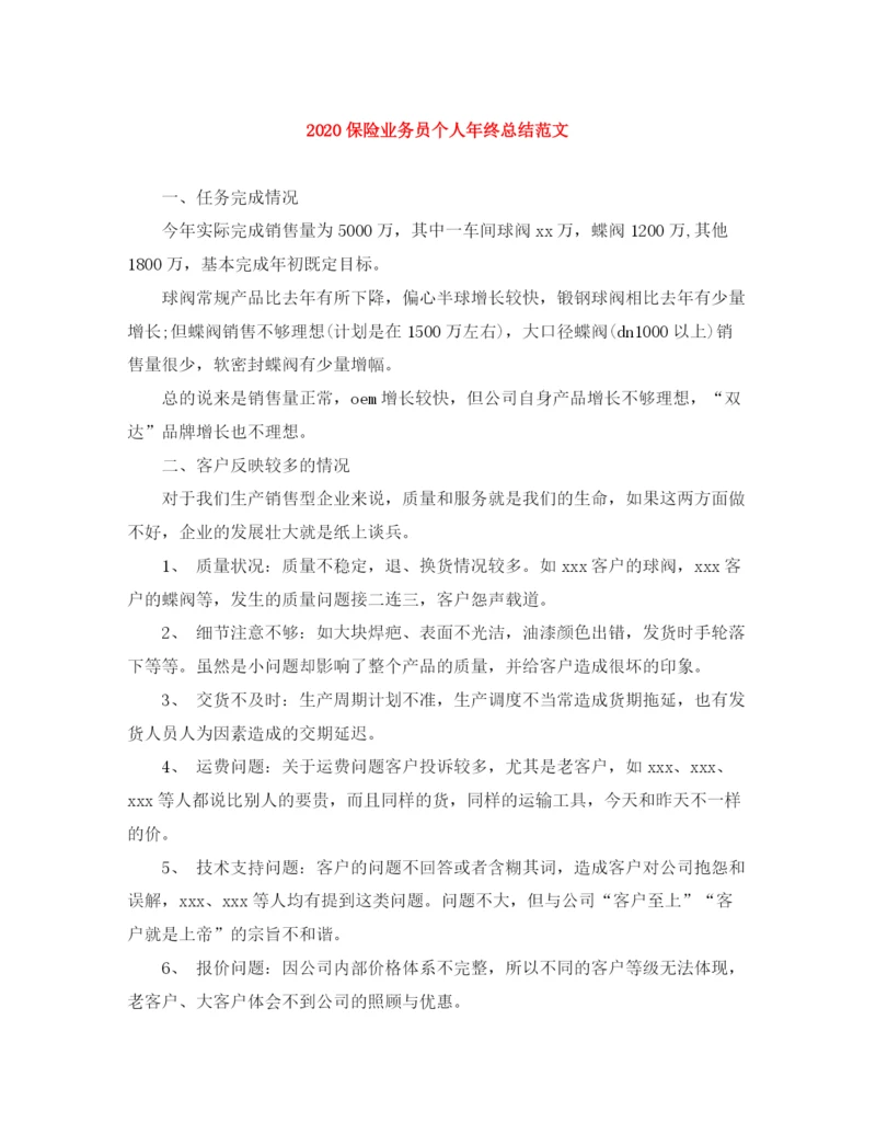 精编之保险业务员个人年终总结范文.docx