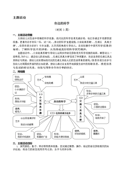 大班主题课程《身边的科学》主题活动方案