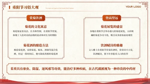 红色中国风重阳节赏析ppt模板
