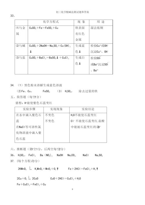 初三化学酸碱盐测试题和答案.docx