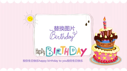粉色生日快乐电子相册动态PPT模板