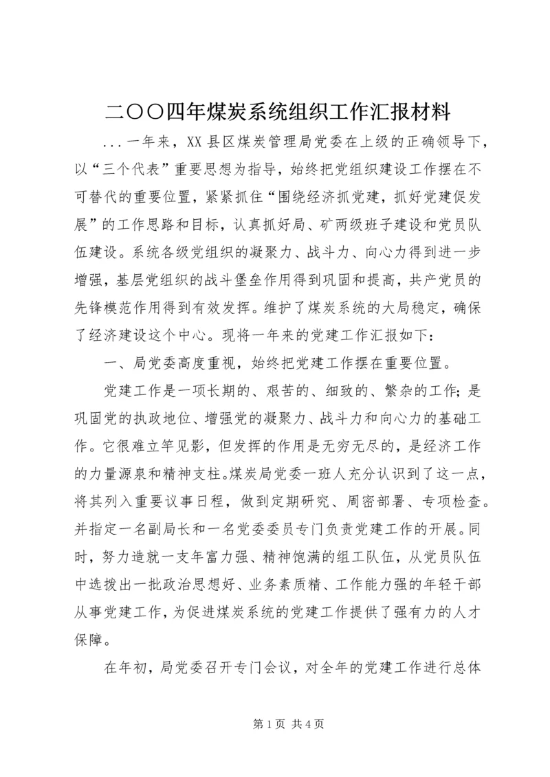 二○○四年煤炭系统组织工作汇报材料.docx