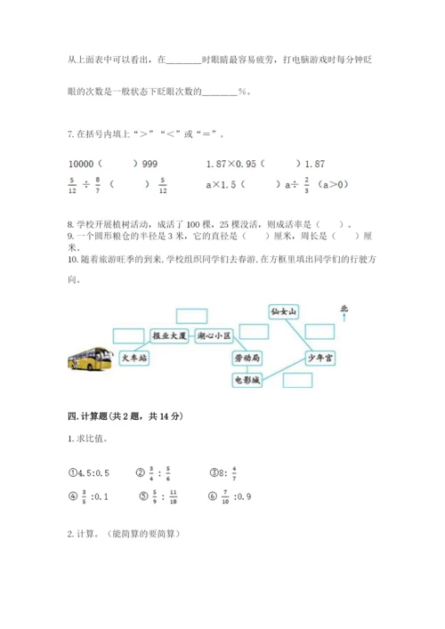 2022人教版六年级上册数学期末测试卷【培优a卷】.docx